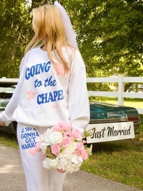 FRIDAY + SATURDAY: GOING TO THE CHAPEL MATCHING SET SWEATSHIRT PANTS WEDDING